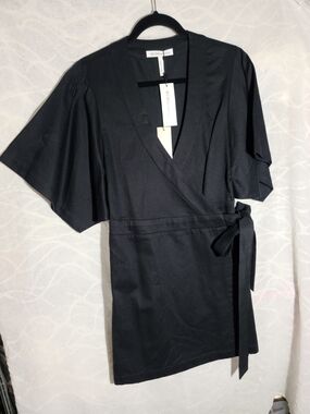 BCBGeneration Black Wrap Dress with Tie Waist